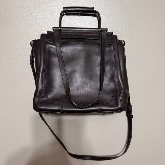 Frye Handbags - Frye Charlie Leather Tote Bag in dark brown with a structured top handle